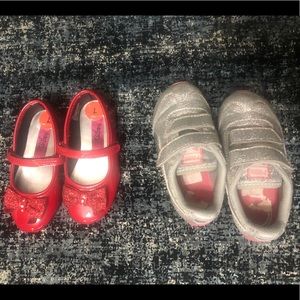 Rachel Red slippers & silver glitter Puma size 7.